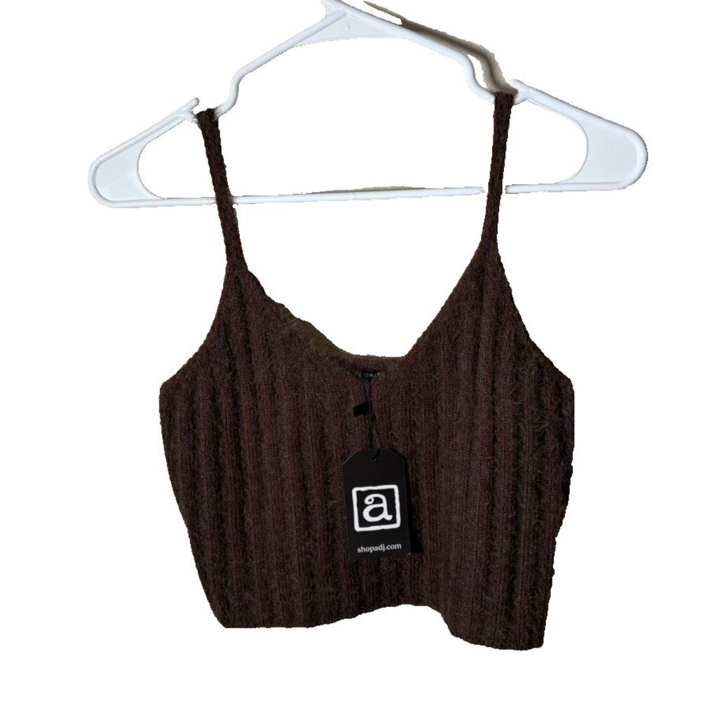 Urban Daizy Tank Top Women's Small Brown Fuzzy Fleece Cropped Sweater NWT
